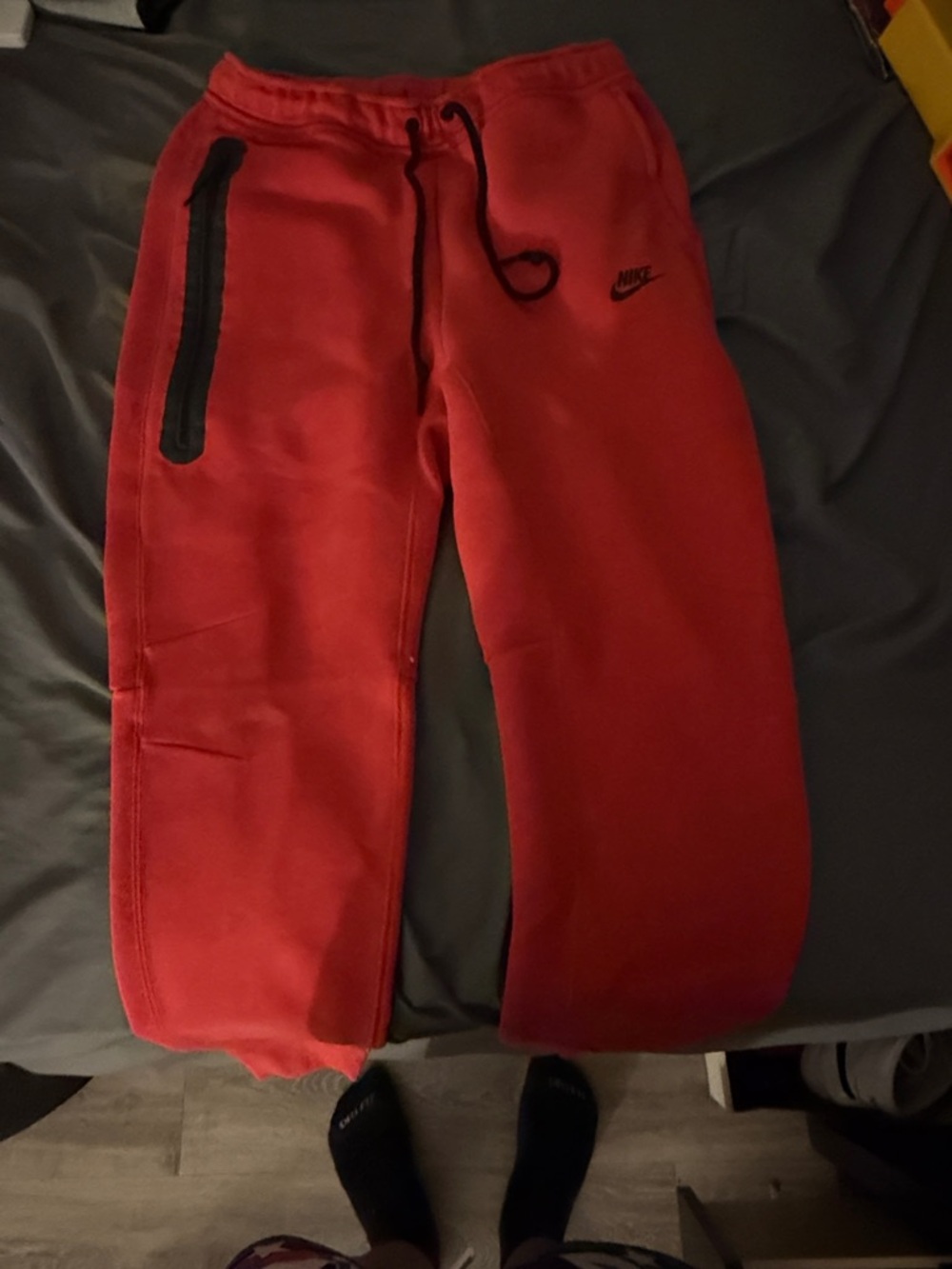 Nike Red Jogger Sweatpants with Black Zip Accent